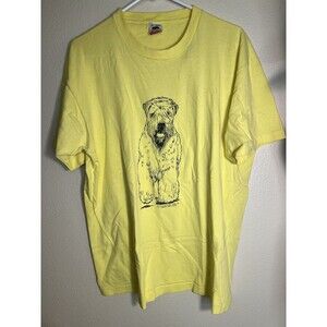 Vtg Fruit Of The Loom Mens Sz XL Yellow T-shirt Lyco 90S Single Stitch Come & Go